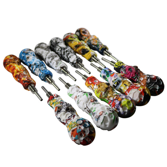 #NC60 4.5" Silicone "Honeycomb" Nectar Collector w/ 10mm Steel Nail (Assorted Prints)