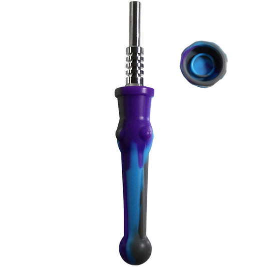 7.5" Sil. Nectar Collector Straw w/14mm Nail & Dab Dish  16 Colors! Choose You Tips [NC-S-7A]