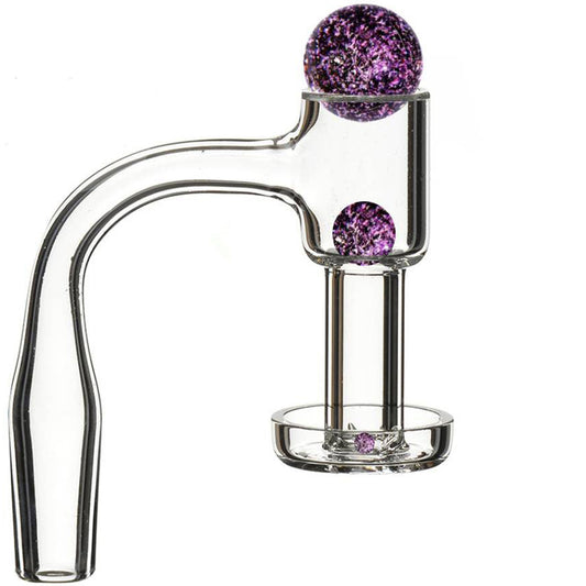 Seamless Flat Top Terp Slurp Vacuum Banger w/ Dichro Ball Cap, Valve & Pearl - 14M 90° [QB-TSV2]