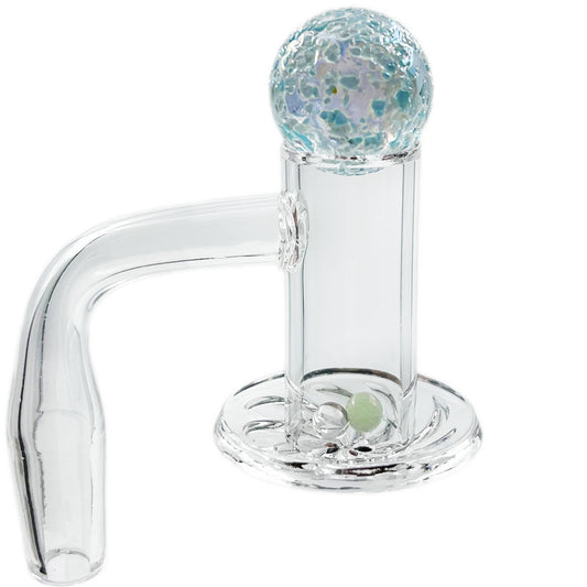 Spinner Set #4 - 20mm Flat Top Hybrid Beveled Blender Channel Slurper Quartz Banger w/ Pearls & Ball Cap - 14M 90° [QB-TP4]