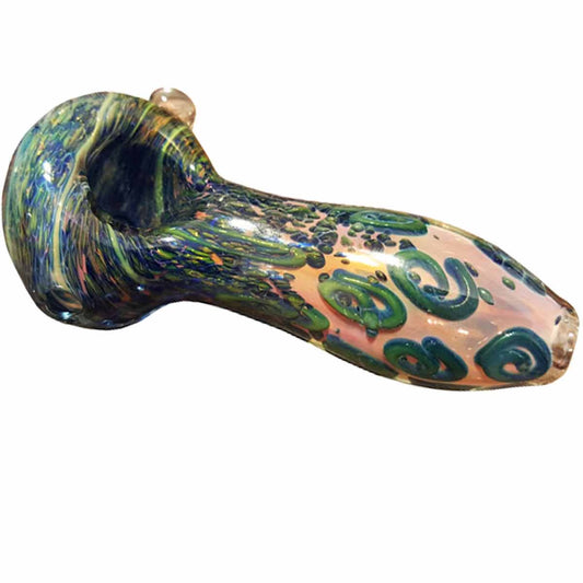 4” - 4.25" Thick Fumed Glass Hand Pipe w/ Swirl Pattern [HP-G-248]