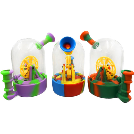 5.25” Hybrid Water Pipe w/ Glass Top & Spinning Wheel - Assorted Colors [WP-H-159]