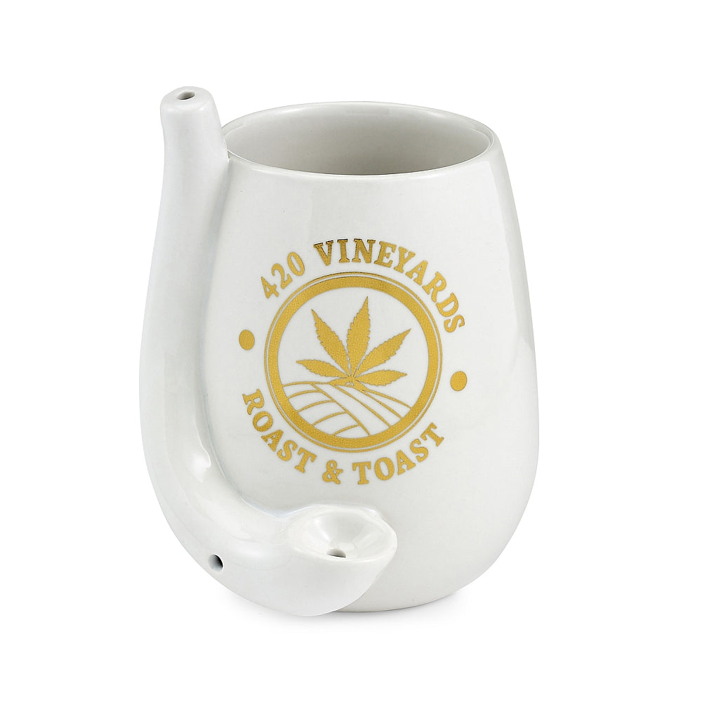 Roast & Toast Ceramic Stemless Wine Glass & Pipe w/ Gift Box - 420 Vineyards [WG-FC-1]