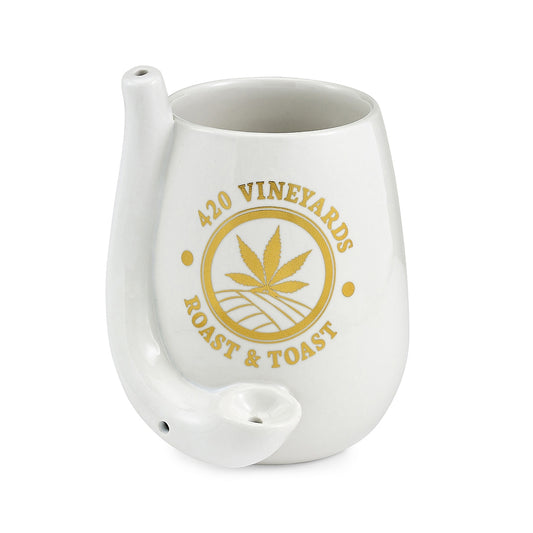 Roast & Toast Ceramic Stemless Wine Glass & Pipe w/ Gift Box - 420 Vineyards [WG-FC-1]