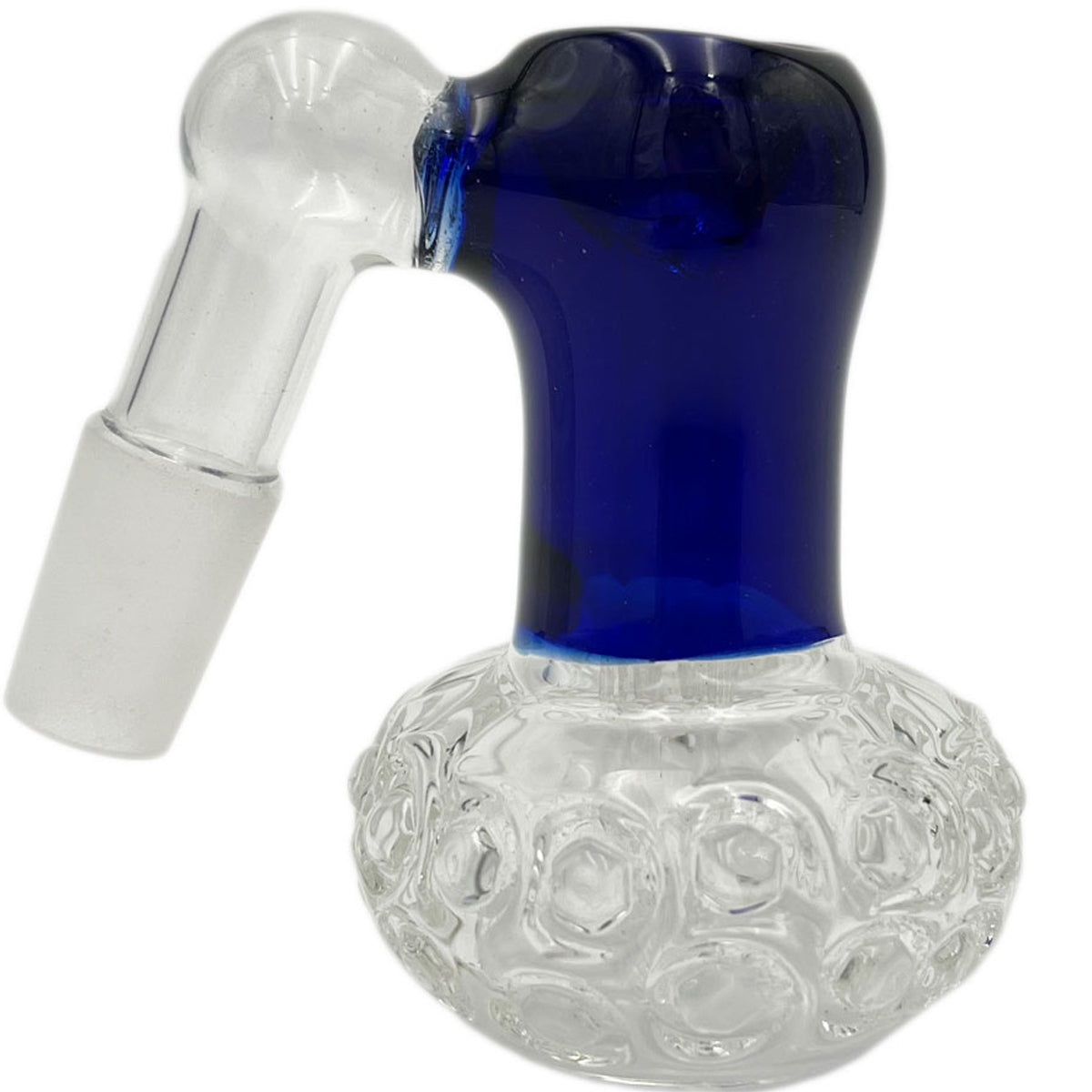 14mm Blue and Clear Glass Bulb Ash Catchers - 14mm Male 45° [AC-2]