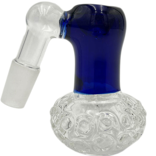 14mm Blue and Clear Glass Bulb Ash Catchers - 14mm Male 45° [AC-2]