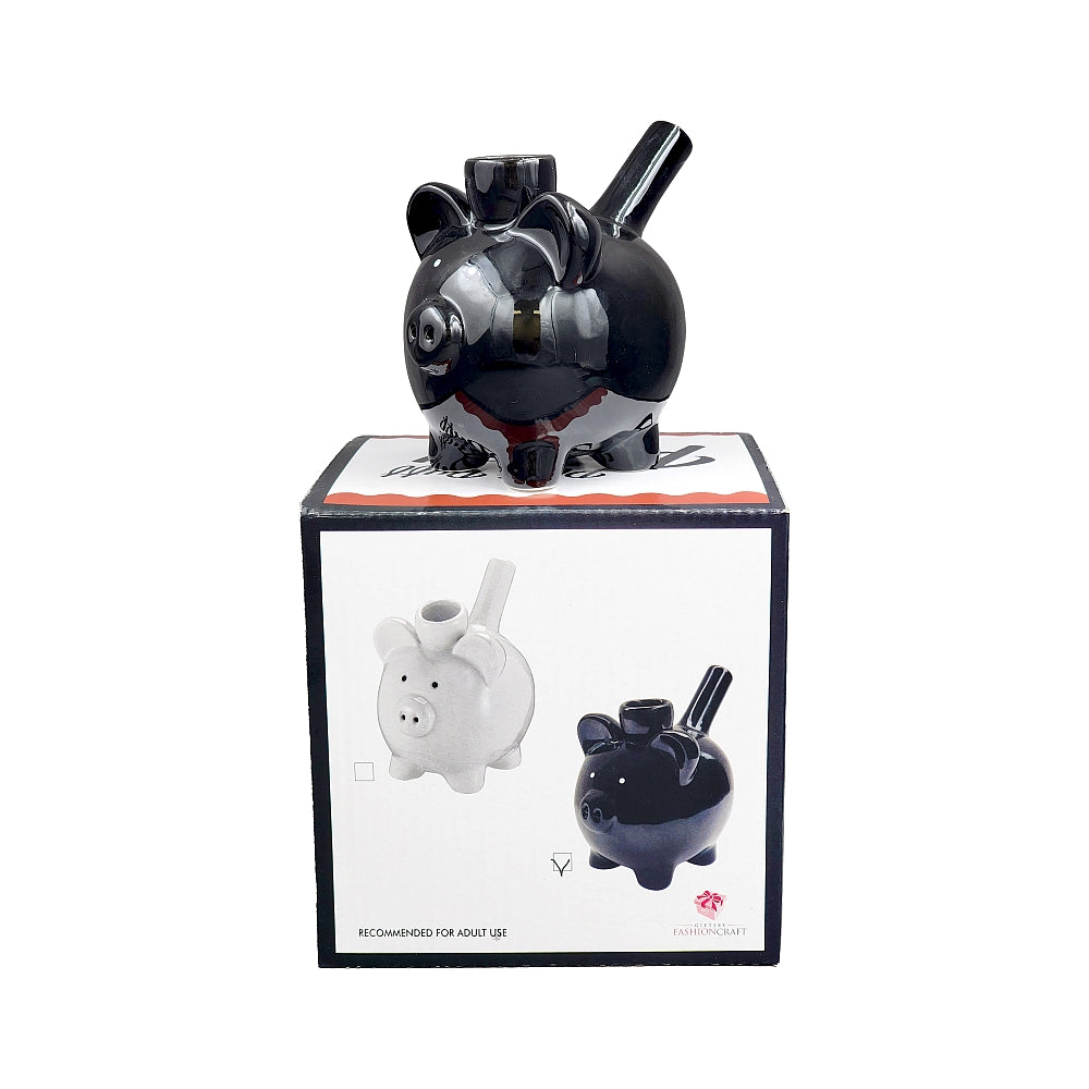 Roast & Toast Ceramic Pipe w/ Gift Box - Black Piggy [HP-C-FC-3]