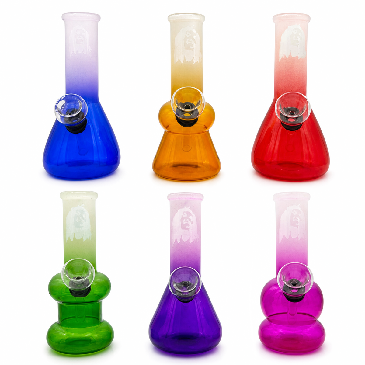 5" Water Pipes in Many Shapes w/ Bob & Transparent Styles - Assorted Solid Colors [WP-G-18-11]