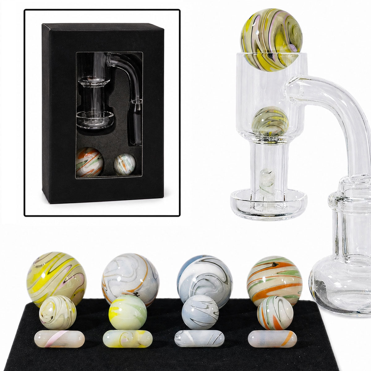 4-Piece Watercolor Swirl Terp Slurp Set - Gift Box - Assorted Colors [TSV-BS,6,7,8,&9]