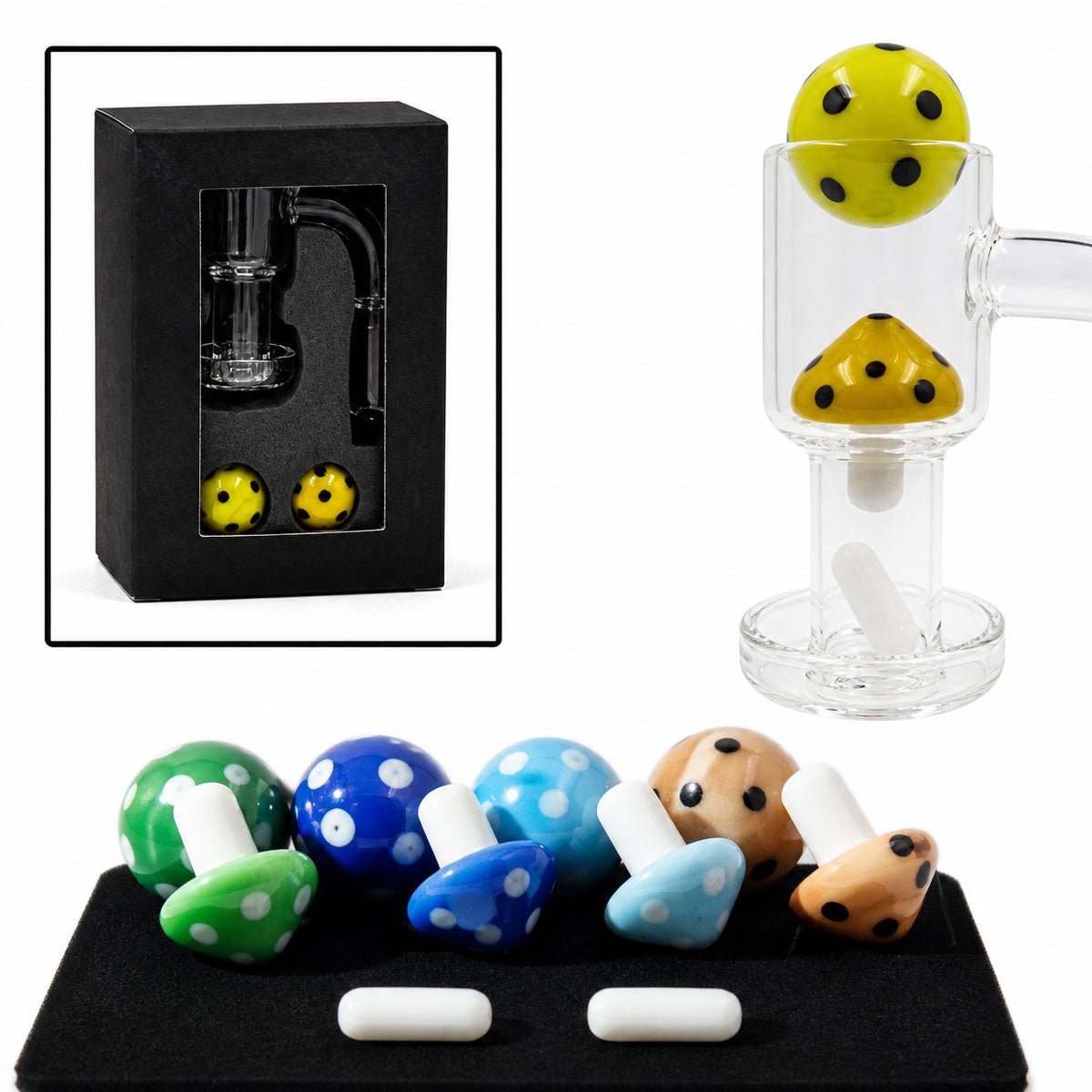 4-Piece Mushroom Terp Slurp Set - Gift Box - Assorted Colors [TSV-BS1, 2, 3, 4 & 5]