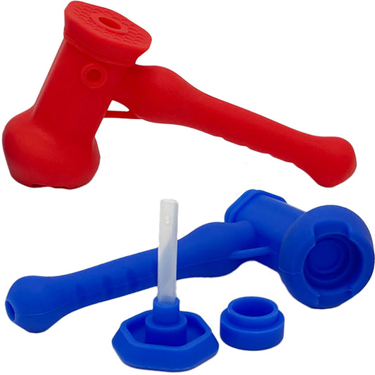 7" Silicone Hammer Bubbler w/ 10mm Joint - Assorted Colors [BUB-S-20B]