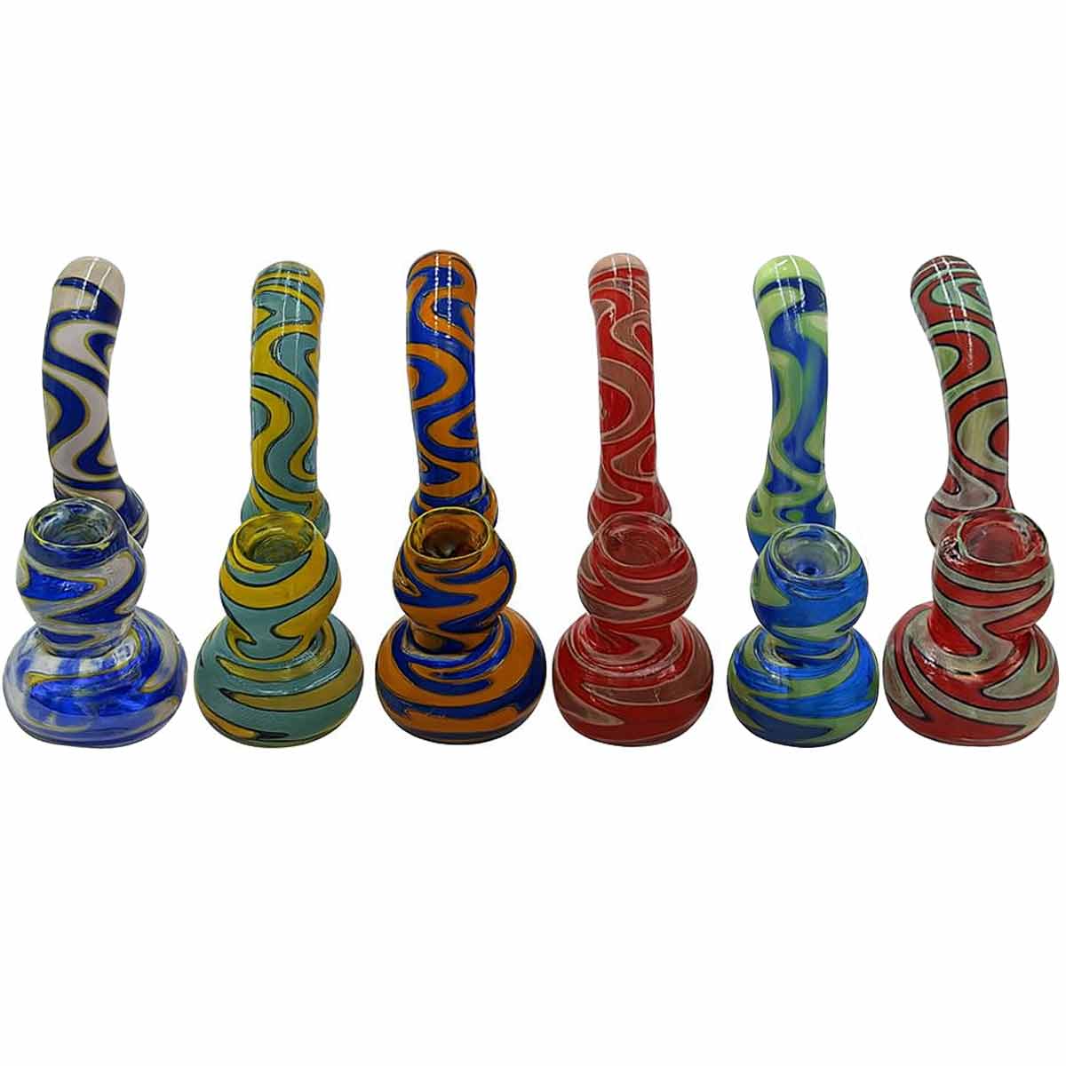 5.75"- 6.5" Fumed Glass Sherlock Bubbler - Assorted Colors [BUB-G-M13]