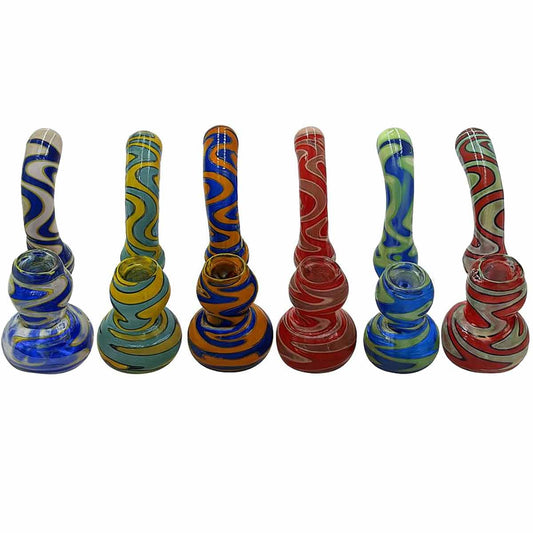 5.75"- 6.5" Fumed Glass Sherlock Bubbler - Assorted Colors [BUB-G-M13]