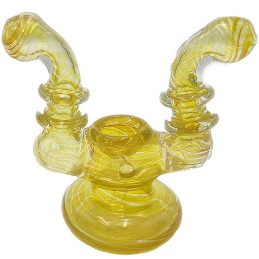 5.75" Fumed Glass Bubbler For Two [BUB-G-DBL]