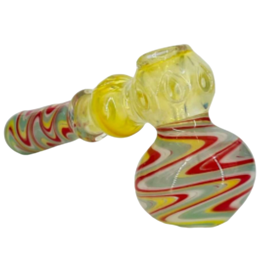 8.25" - 8.5"  Heavyweight Glass Wigwag Hammer Bubbler - [BUB-G-H8]