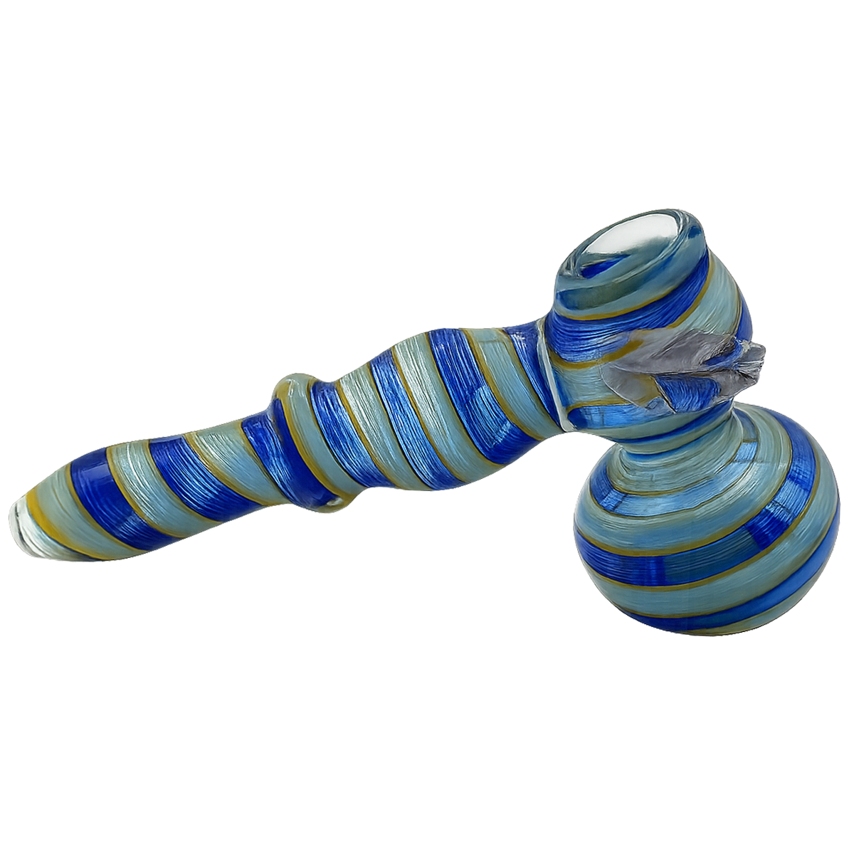 7.25"- 7.5"  Glass Hammer Bubbler w/Leaf Design - Assorted Colors [BUB-G-H9]