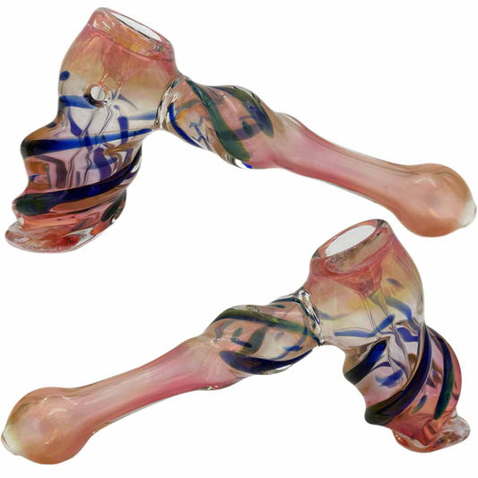 8.5"- 9” Thick & Heavy Pink Fumed Glass Hammer Bubbler [BUB-G-H3]
