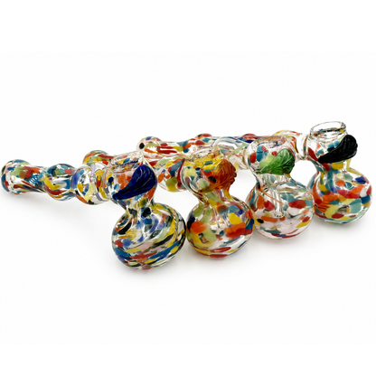 6.75"- 7.25" Inside Out Glass Hammer Bubbler w/Leaf Design  - Assorted Colors [BUB-G-H11]