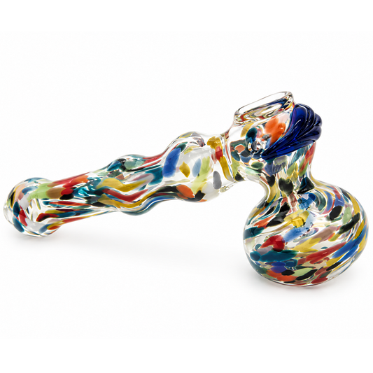 6.75"- 7.25" Inside Out Glass Hammer Bubbler w/Leaf Design  - Assorted Colors [BUB-G-H11]