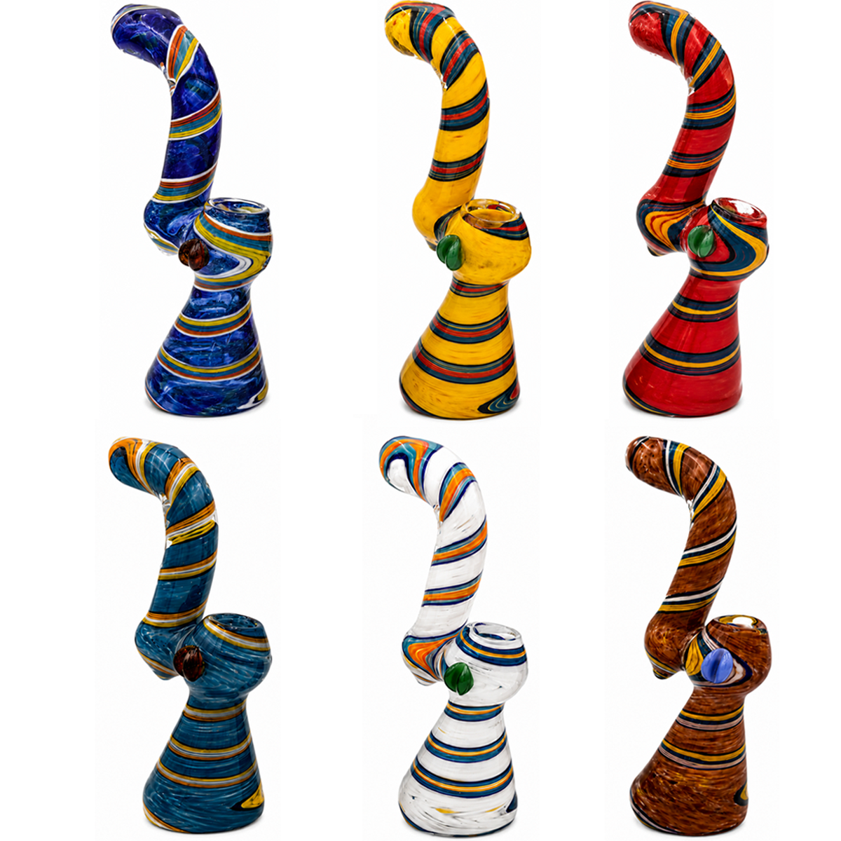 8.5" Thick Glass Sherlock Bubbler w/ Assorted Colors [BUB-G-L4]