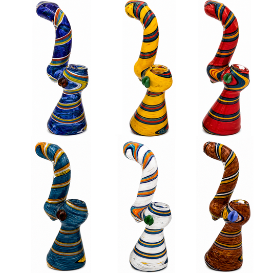 8.5" Thick Glass Sherlock Bubbler w/ Assorted Colors [BUB-G-L4]