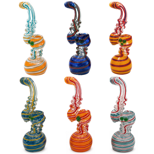 8.25" Thick Glass Sherlock Bubbler w/ Assorted Colors [BUB-G-L5]