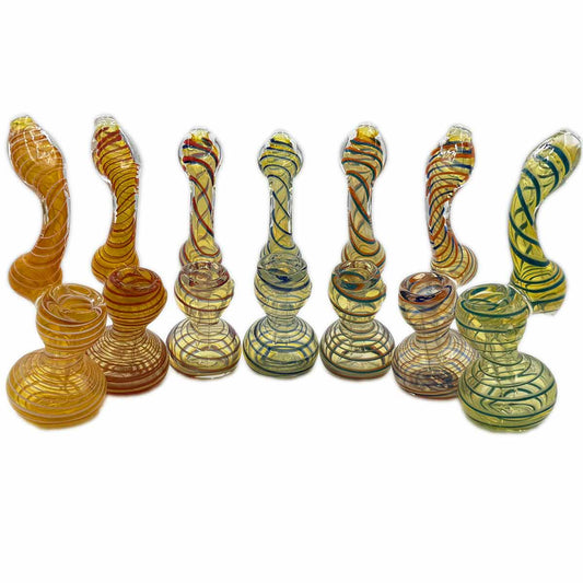 5.75"- 6" Fumed Glass Sherlock Bubbler - Assorted Colors [BUB-G-M10]