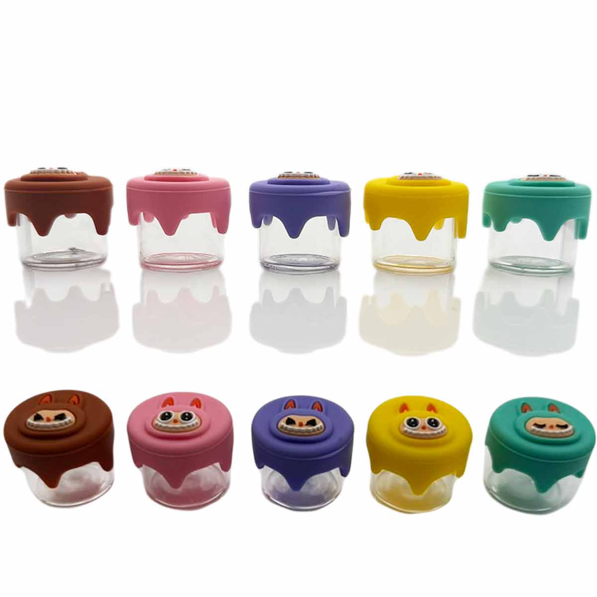 6ml Silicone & Glass Container - Assorted 3D Characters [C-H-1UE]