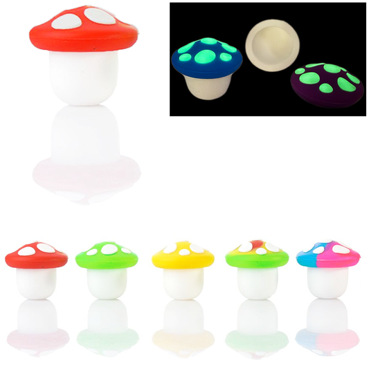NEW 5ml Silicone Mushroom Container w/ Glow-in-The-Dark Spots - Assorted Colors [C-S-20]