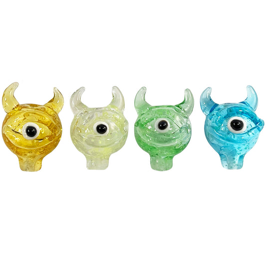 30mm Glow in the Dark Glass Horned Cyclops Bubble Carb Cap - Assorted Colors [CC-G-64]