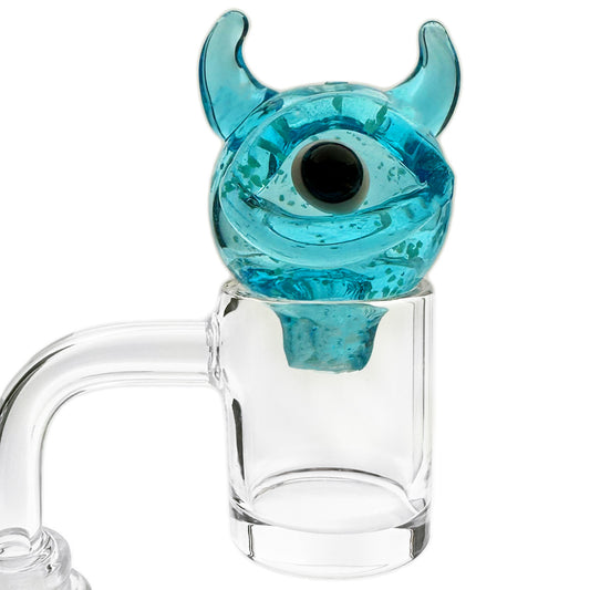30mm Glow in the Dark Glass Horned Cyclops Bubble Carb Cap - Assorted Colors [CC-G-64]