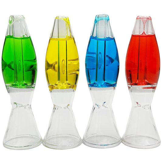 4.25" Glass Freezable Lava Lamp Chillum w/ HUMUNGOUS Bowl - Assorted Colors [CLM-G-13]