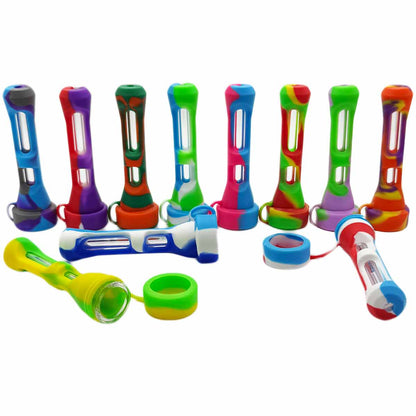 3.6" Silicone Wrapped Glass Chillum w/ Cap - Now 11 Colors [CLM-S-45]