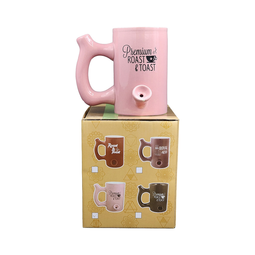 Roast & Toast Ceramic Coffee Mug & Pipe w/ Gift Box - Large Pink Premium Roast [CM-C-FC-10]