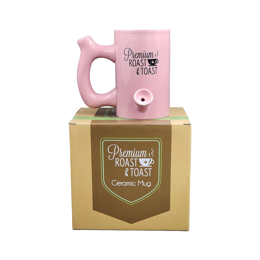 Roast & Toast Ceramic Coffee Mug & Pipe w/ Gift Box - Large Pink Premium Roast [CM-C-FC-10]