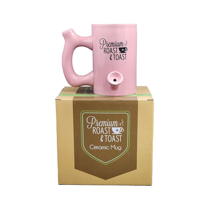 Roast & Toast Ceramic Coffee Mug & Pipe w/ Gift Box - Large Pink Premium Roast [CM-C-FC-10]