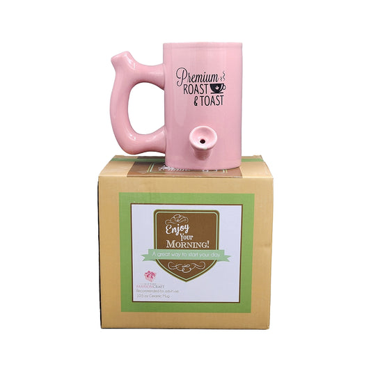 Roast & Toast Ceramic Coffee Mug & Pipe w/ Gift Box - Large Pink Premium Roast [CM-C-FC-10]