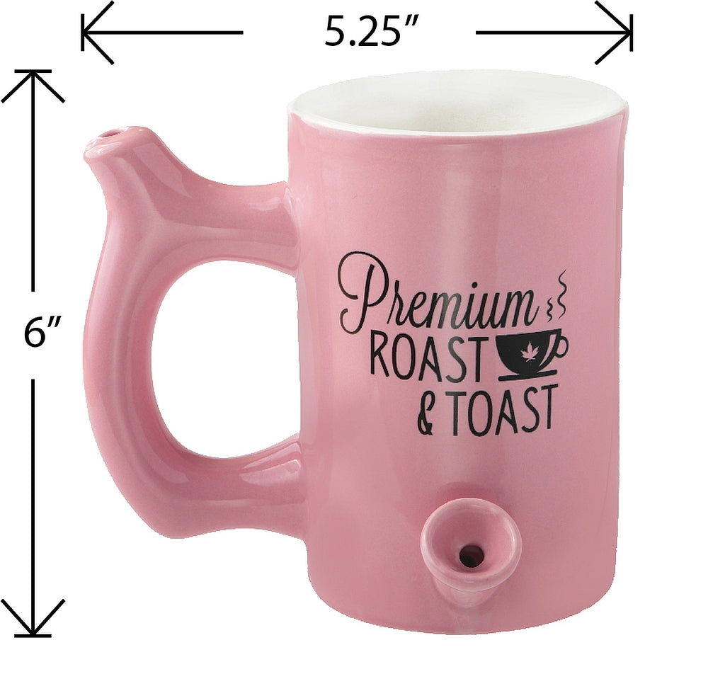 Roast & Toast Ceramic Coffee Mug & Pipe w/ Gift Box - Large Pink Premium Roast [CM-C-FC-10]