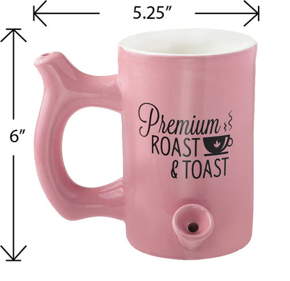 Roast & Toast Ceramic Coffee Mug & Pipe w/ Gift Box - Large Pink Premium Roast [CM-C-FC-10]