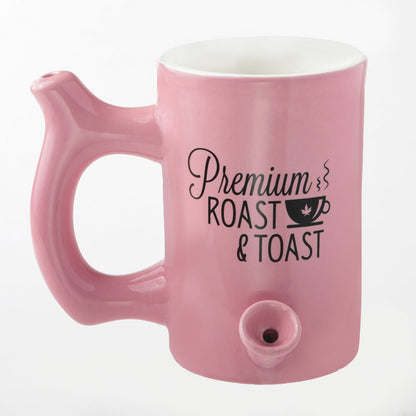 Roast & Toast Ceramic Coffee Mug & Pipe w/ Gift Box - Large Pink Premium Roast [CM-C-FC-10]