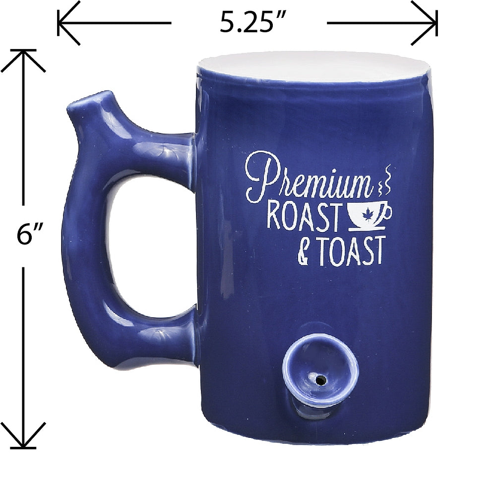 Roast & Toast Ceramic Coffee Mug & Pipe w/ Gift Box - Large Blue Premium Roast [CM-C-FC-13]