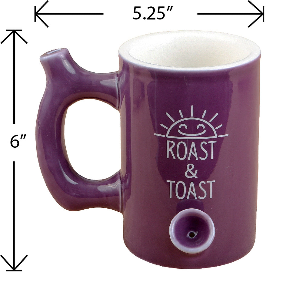 Roast & Toast Ceramic Coffee Mug & Pipe w/ Gift Box - Large Plum Glossy Roast [CM-C-FC-15]