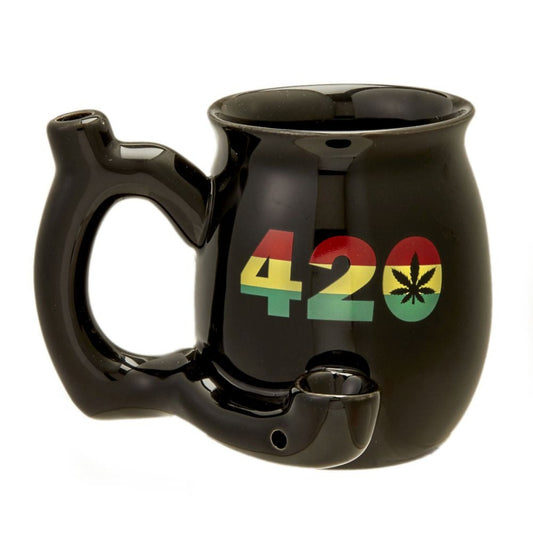 Roast & Toast Ceramic Coffee Mug & Pipe w/ Gift Box - 420 w/ Rasta Colors [CM-C-FC-26]