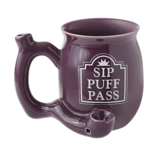 Roast & Toast Ceramic Coffee Mug & Pipe w/ Gift Box - Purple Sip Puff Pass [CM-C-FC-27]