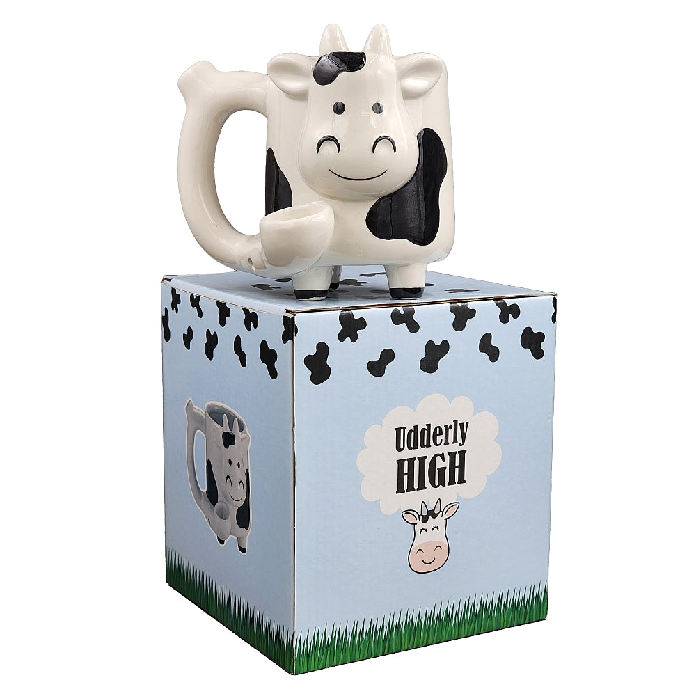Roast & Toast Ceramic Coffee Mug & Pipe w/ Gift Box - Cow [CM-C-FC-3]