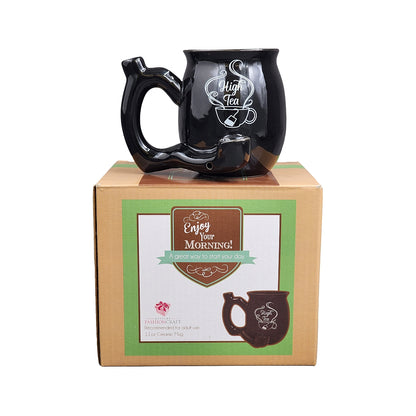 Roast & Toast Ceramic Coffee Mug & Pipe w/ Gift Box - Black High Tea [CM-C-FC-31]