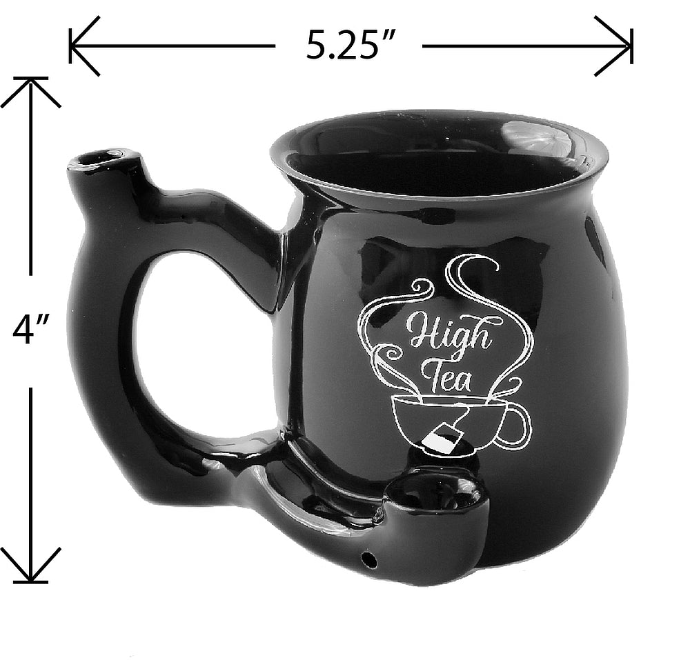 Roast & Toast Ceramic Coffee Mug & Pipe w/ Gift Box - Black High Tea [CM-C-FC-31]