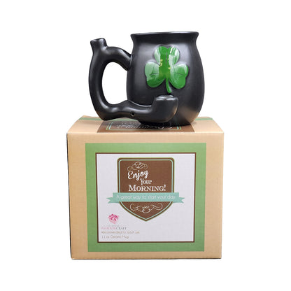 Roast & Toast Ceramic Coffee Mug & Pipe w/ Gift Box - Shamrock [CM-C-FC-39]