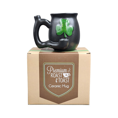 Roast & Toast Ceramic Coffee Mug & Pipe w/ Gift Box - Shamrock [CM-C-FC-39]