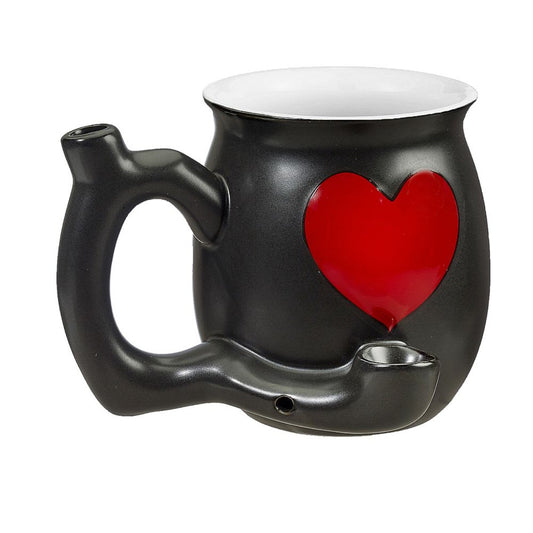Roast & Toast Ceramic Coffee Mug & Pipe w/ Gift Box - Embossed Red Heart [CM-C-FC-41]